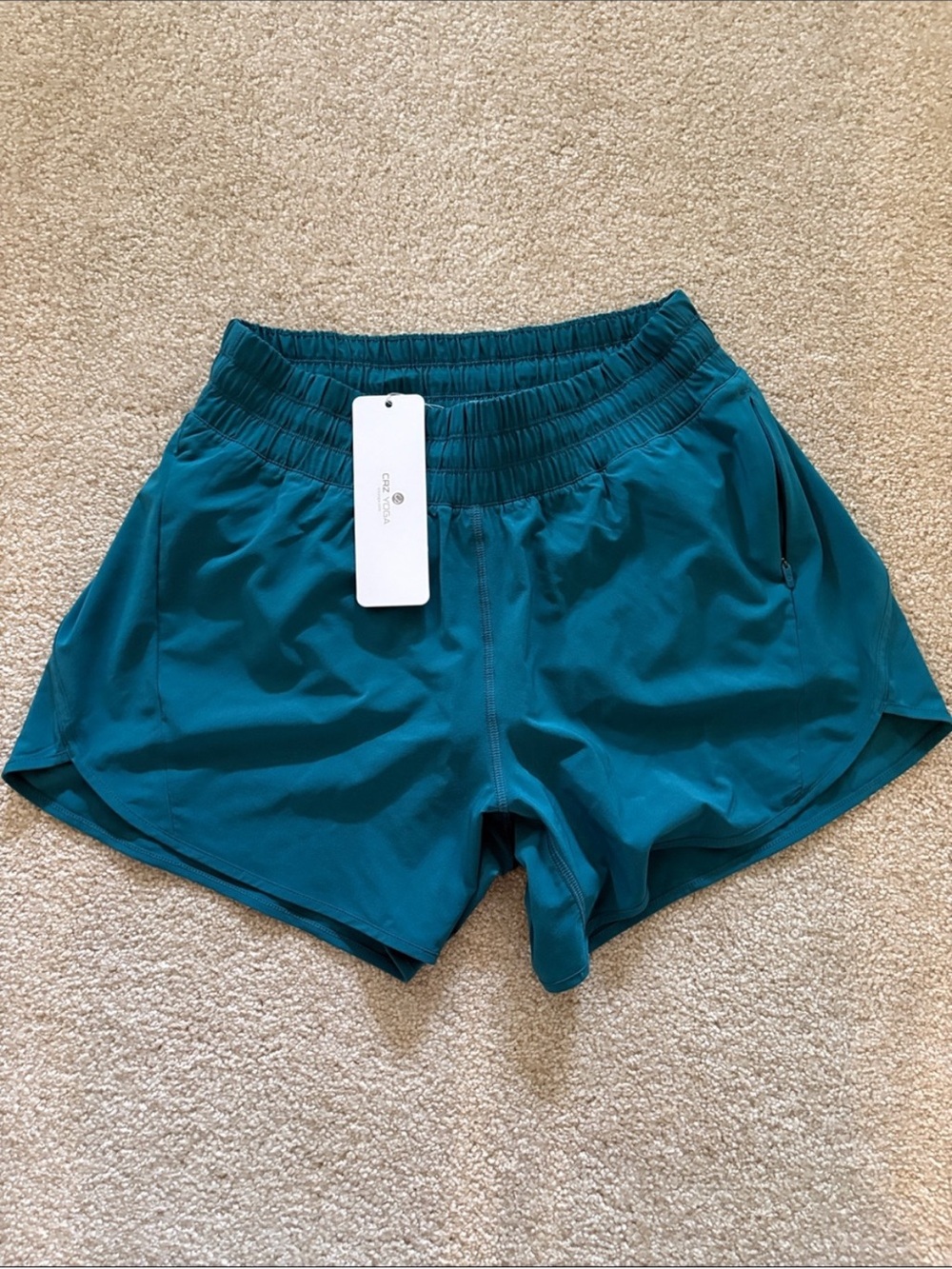 NWT CRZ YOGA Teal Athletic Running Shorts